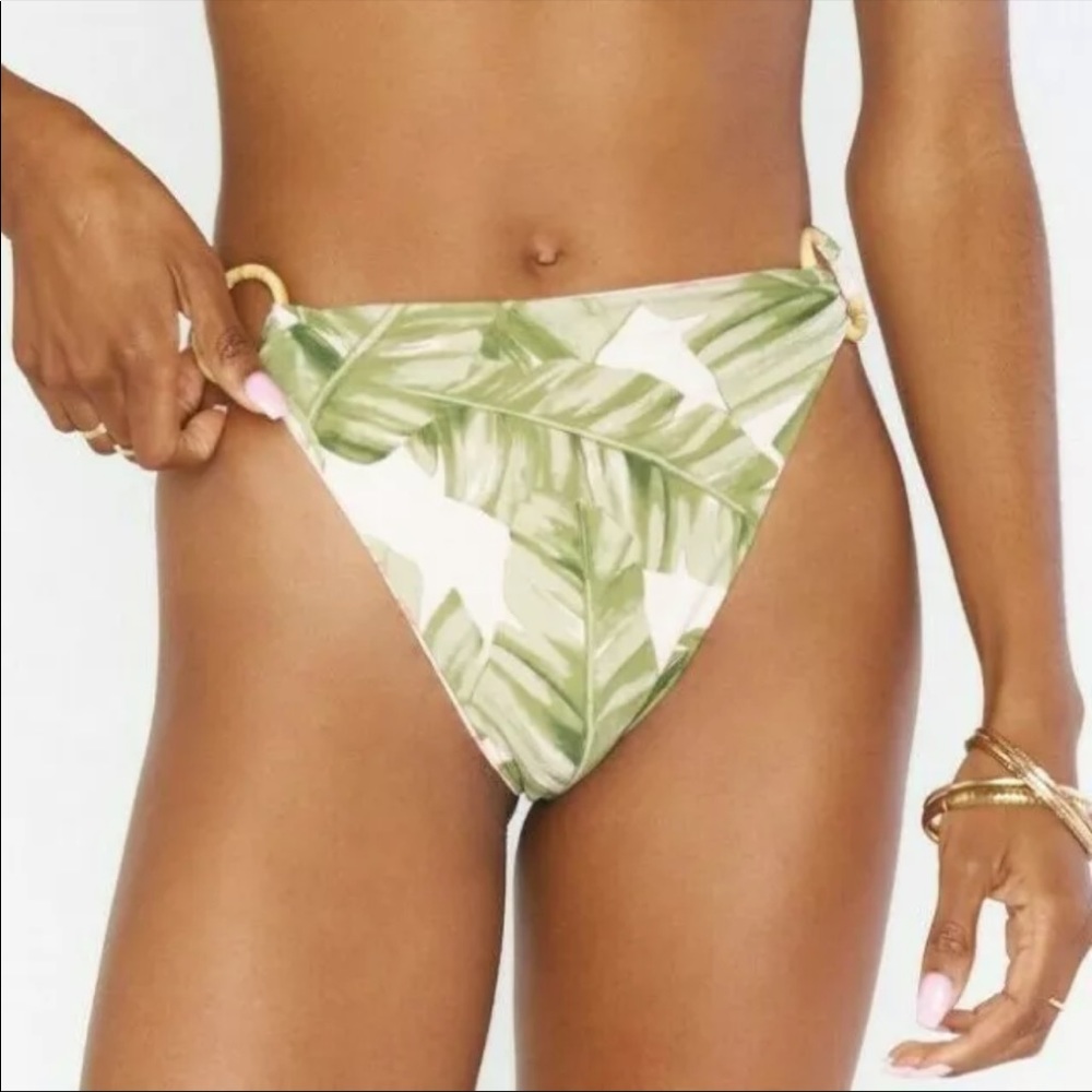 Show Me Your Mumu Marina Bikini Bottom Medium Reversible Pink Green Floral